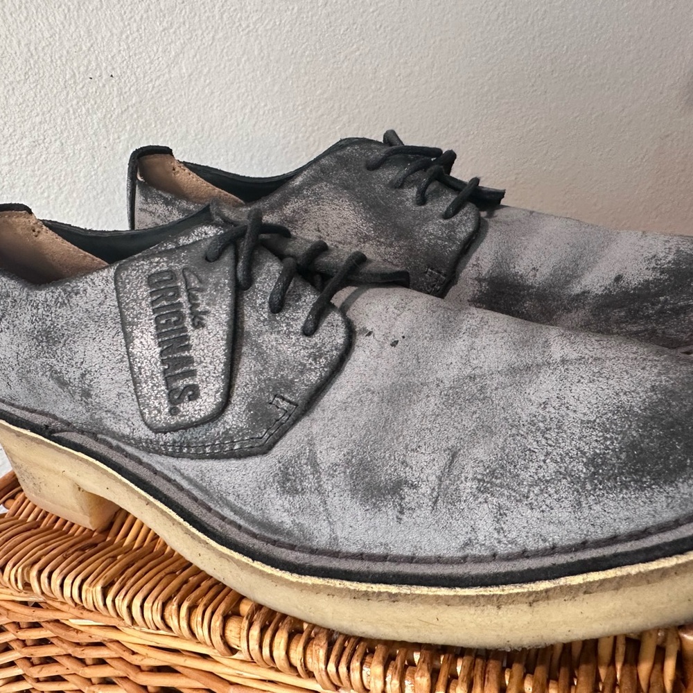 Clarks Originals Distressed Gray Oxfords